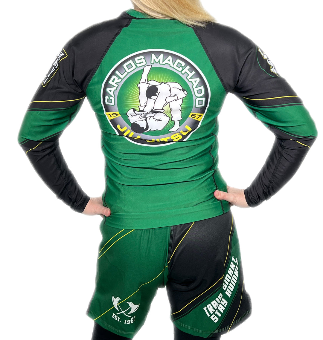 Angled CMJJ Green / Yellow Rash Guard LS - CMJJ Gear