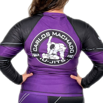 Angled CMJJ Long Sleeve Rash Guard: Ranked White - Black - CMJJ Gear