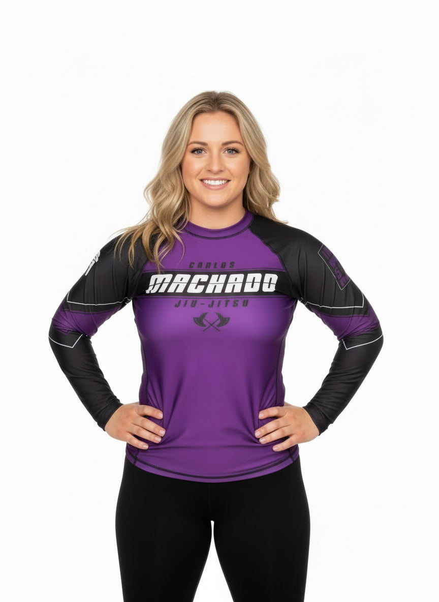 Angled CMJJ Long Sleeve Rash Guard: Ranked White - Black - CMJJ Gear