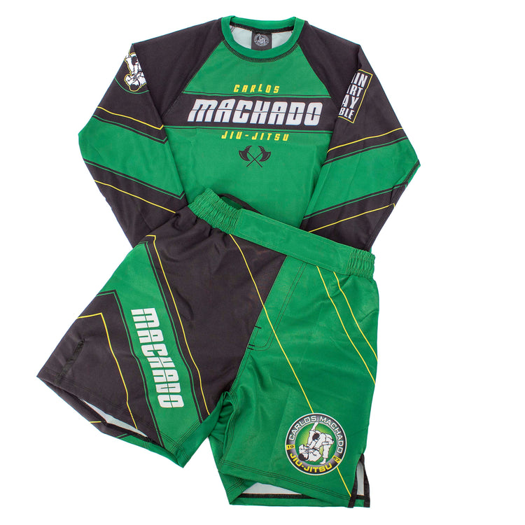 Angled CMJJ Green / Yellow Rash Guard LS - CMJJ Gear